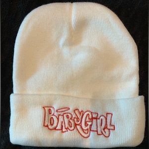 🤍❤️White and Red Babygirl Knit Beanie❤️🤍